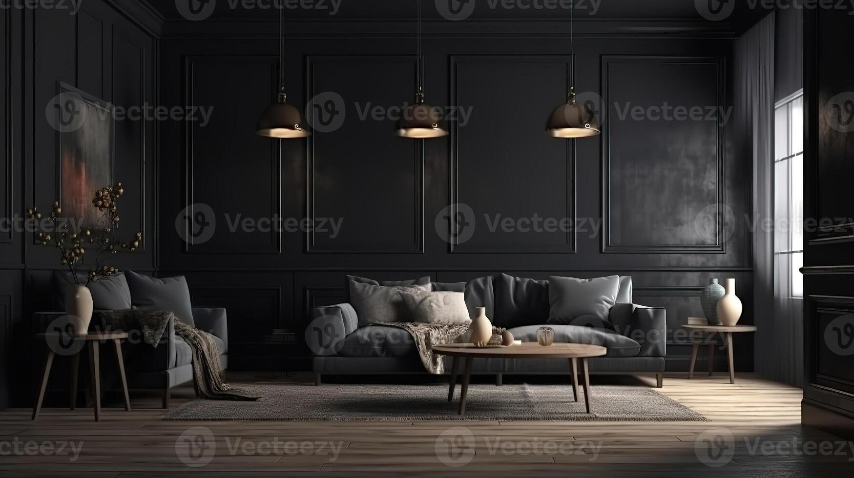 Dark modern studio room for a photo shoot product.