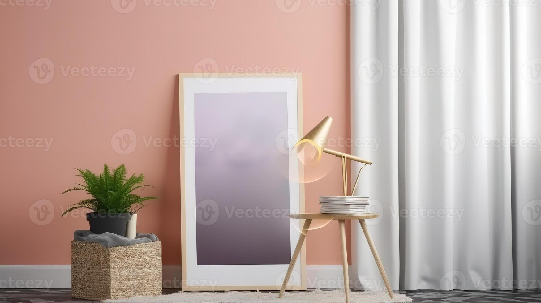 Poster frame mock-up in modern modern home interior background. . photo