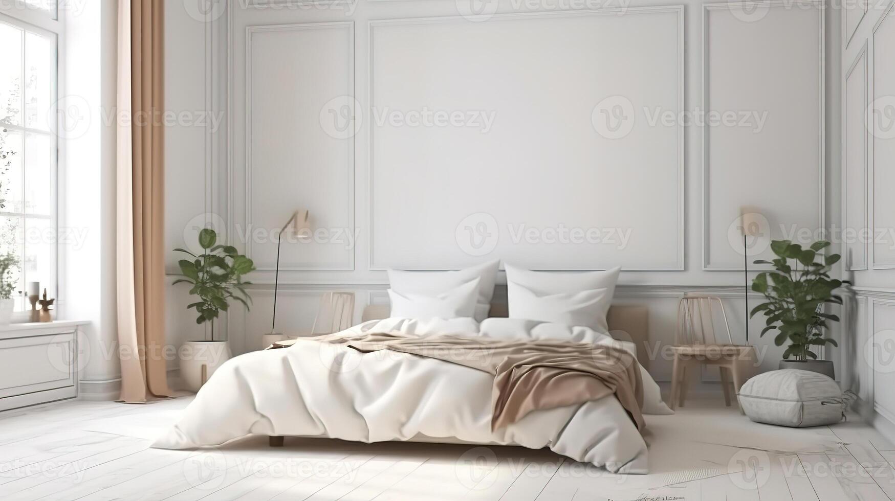 3d render of a bedroom. photo