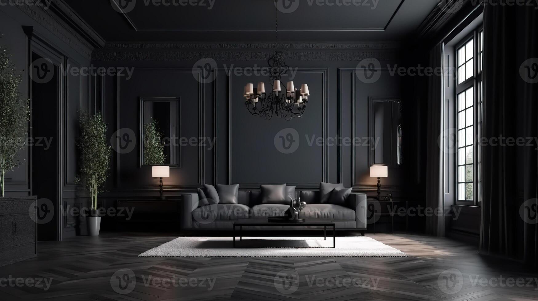 Empty modern room with furniture. photo