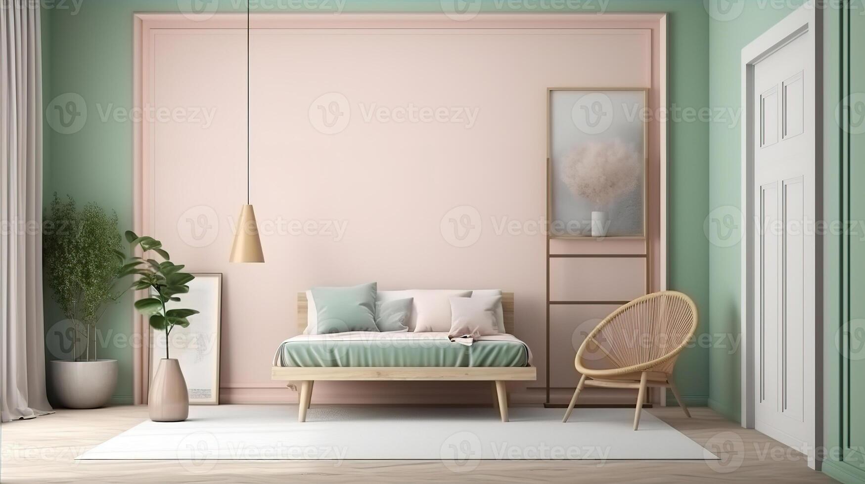 Mock up frame in cozy home interior background, 3d render. photo