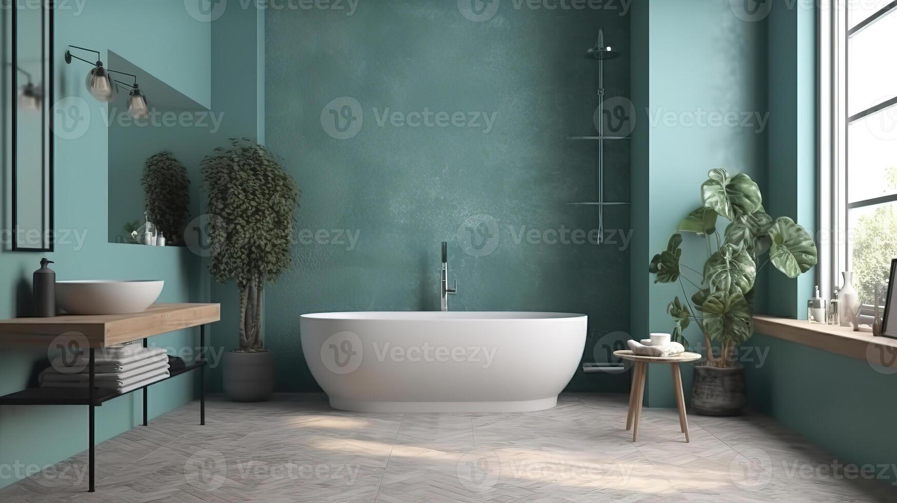 Poster frame mockup on bathroom interior. photo