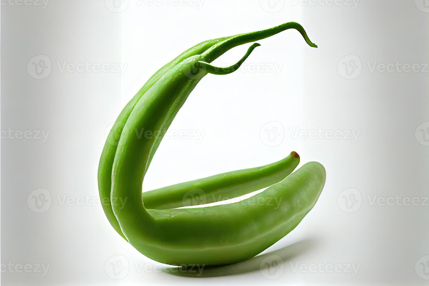 Vegetable One natural Green Beans with white background. photo
