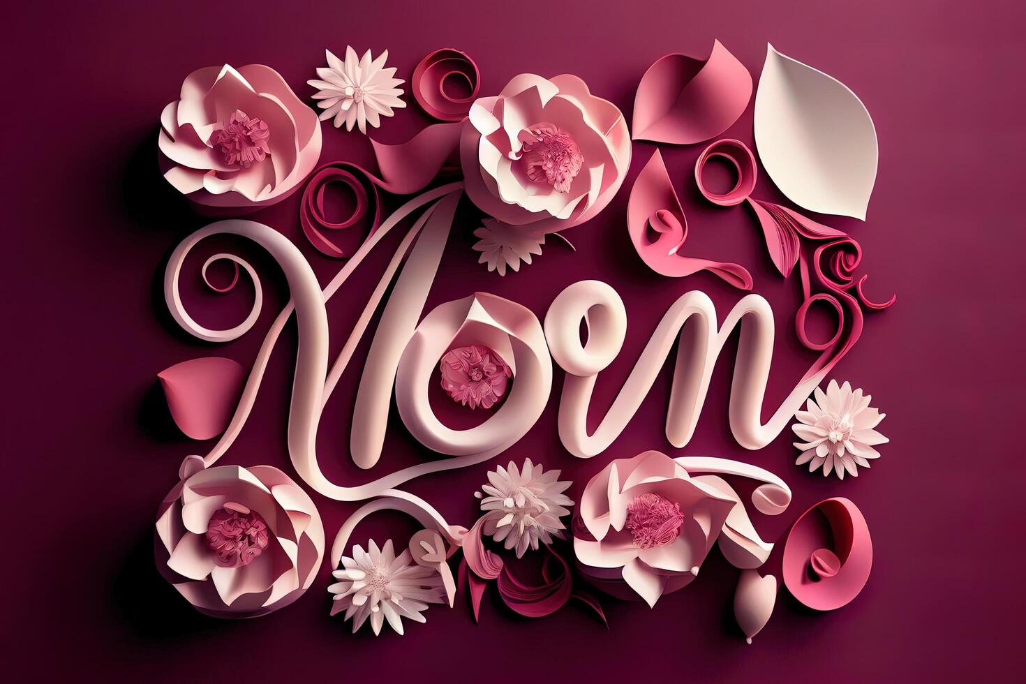 Attractive Mom love made from white letters and flowers. photo