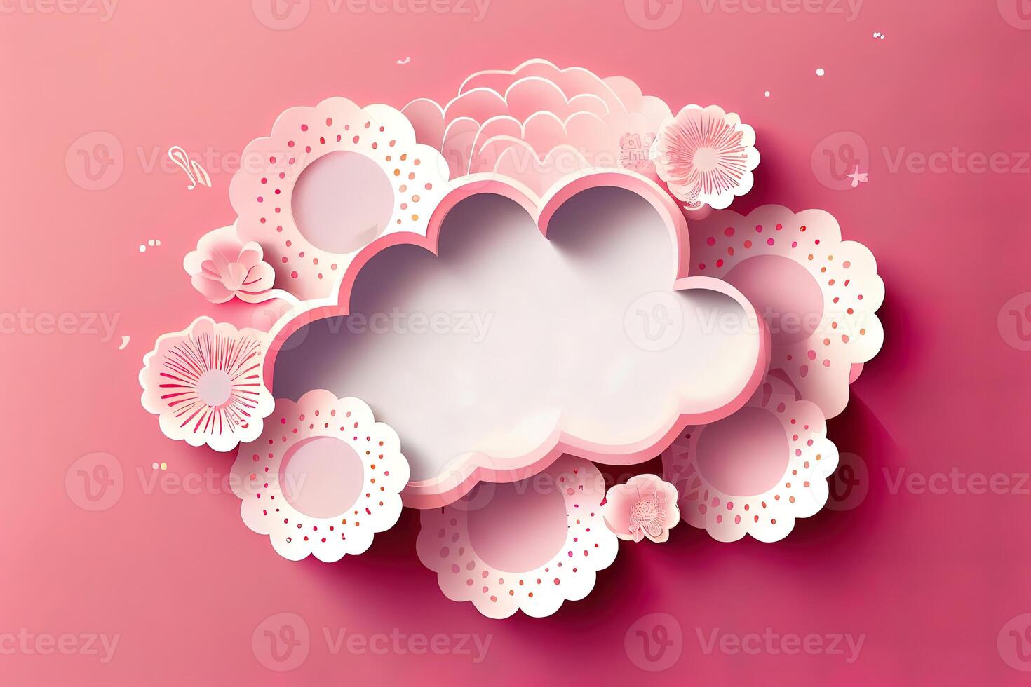 Women's day in paper style with flowers. photo
