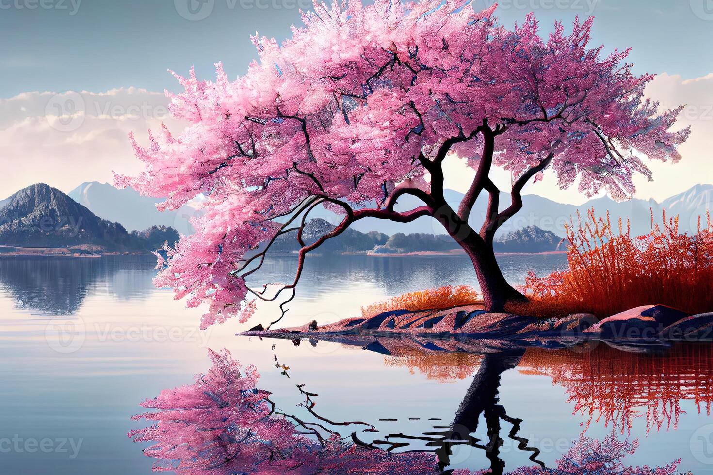 Surprising Cherry Blossom tree, Boston Public Garden. photo