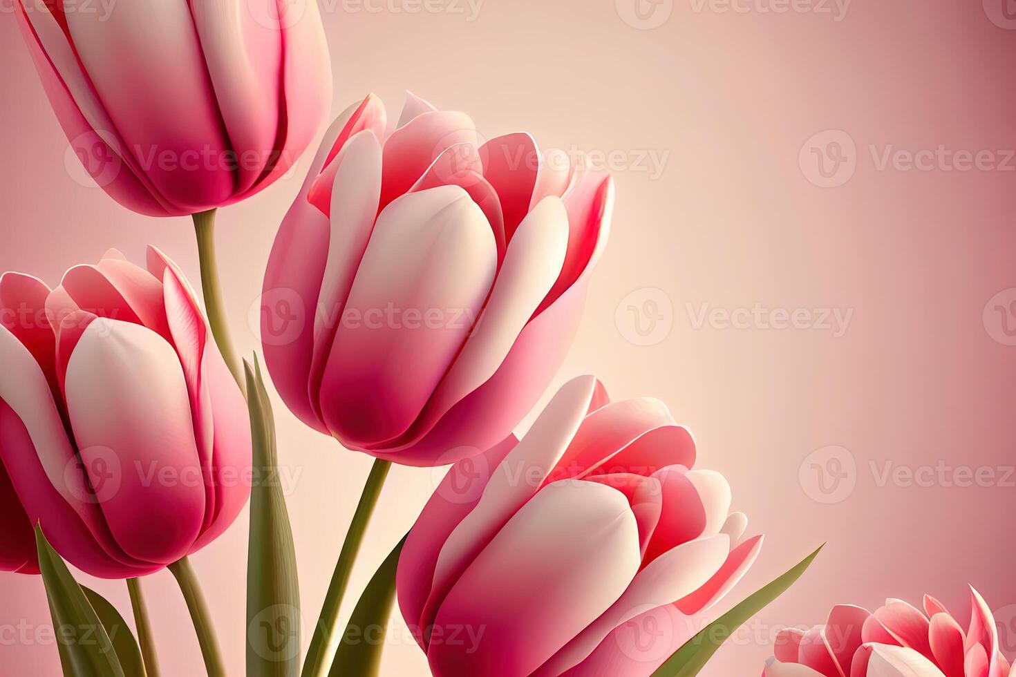 Awesome Pink tulips floral background, Background with copy space, realistic. photo
