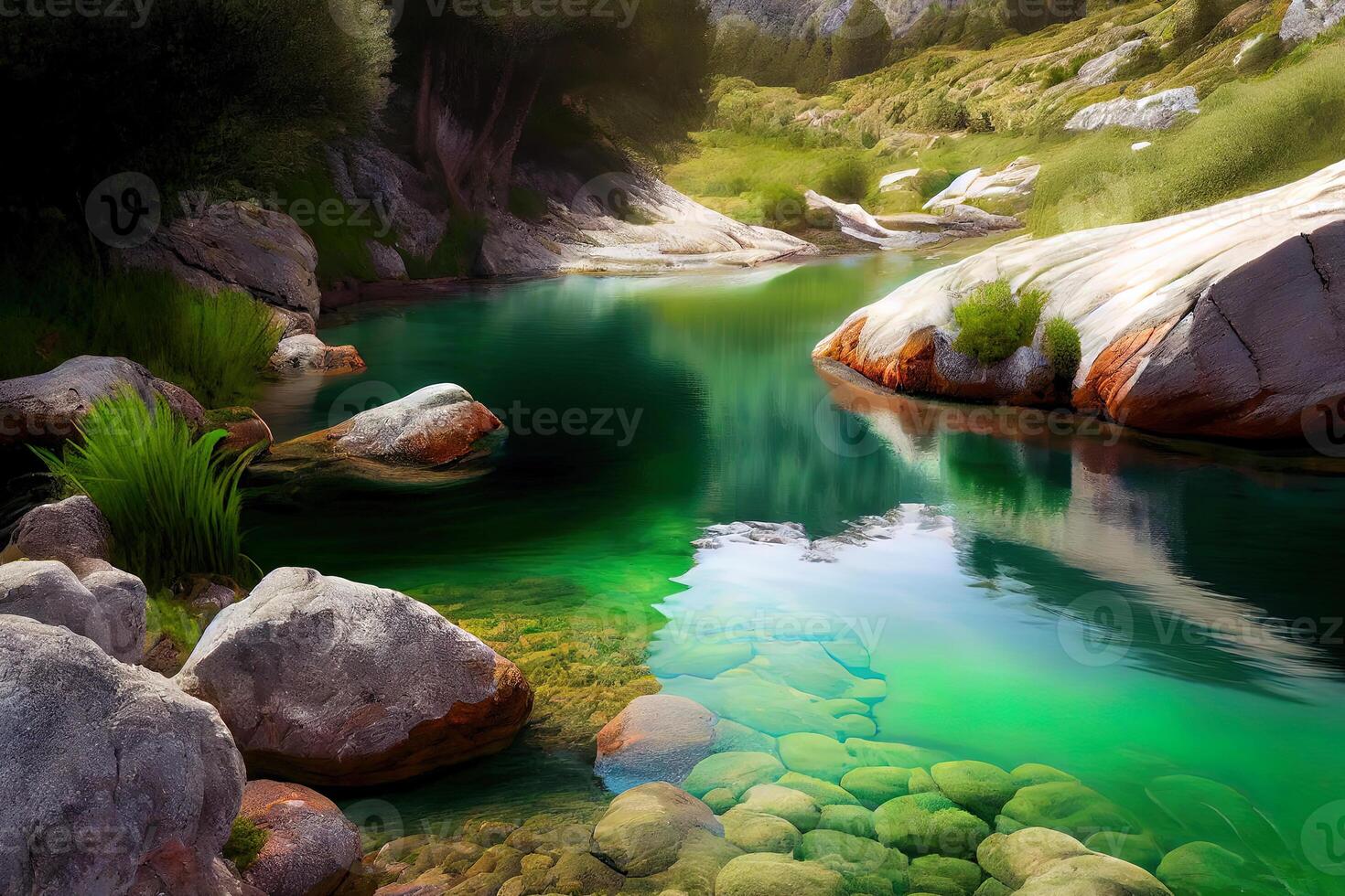 Exceptional Beautiful river source in Urbasa and Andia National park, Navarra. Spain, realistic. photo