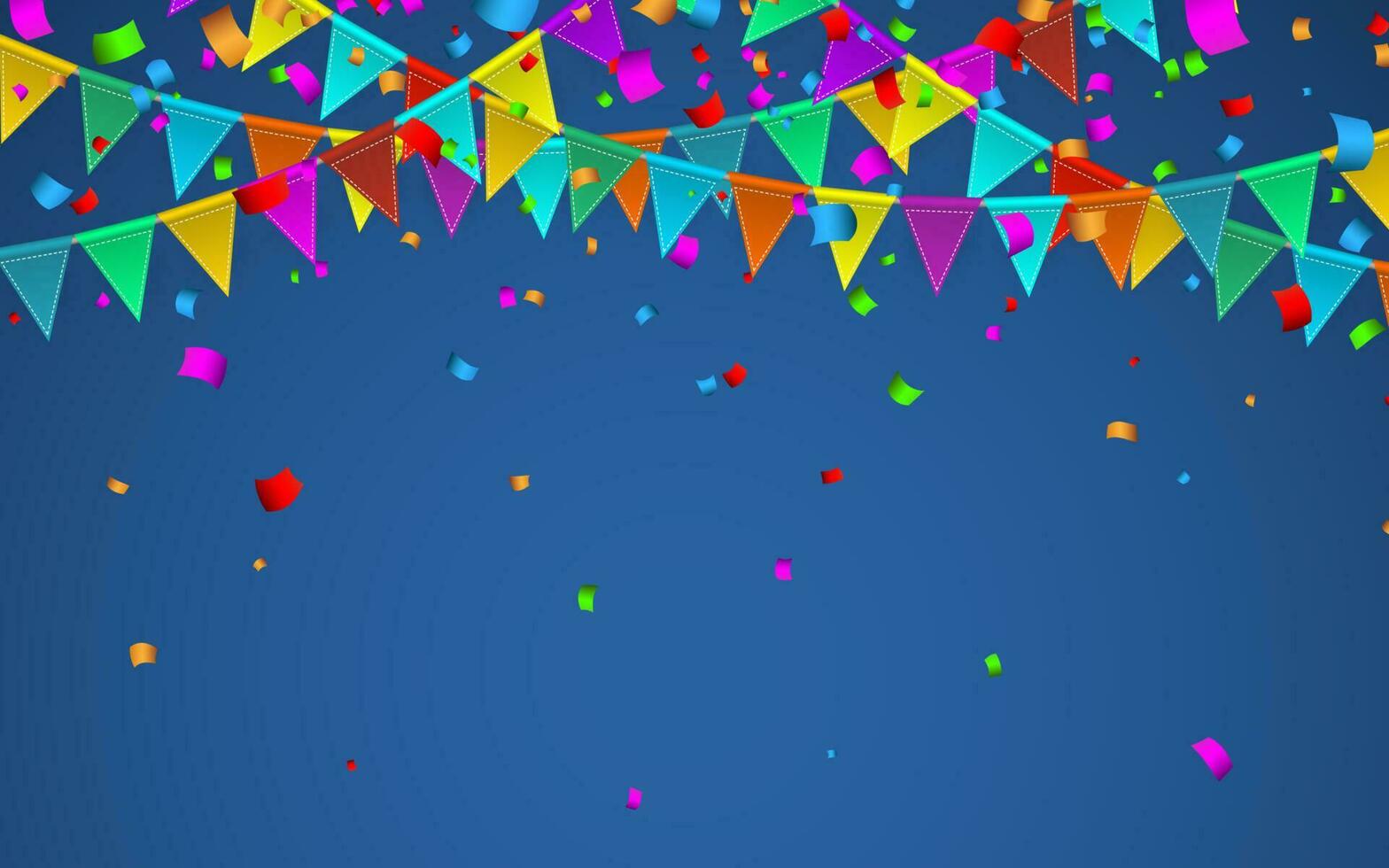 Colorful confetti. Celebration carnival. Party background with flags. Luxury greeting card. Vector illustration