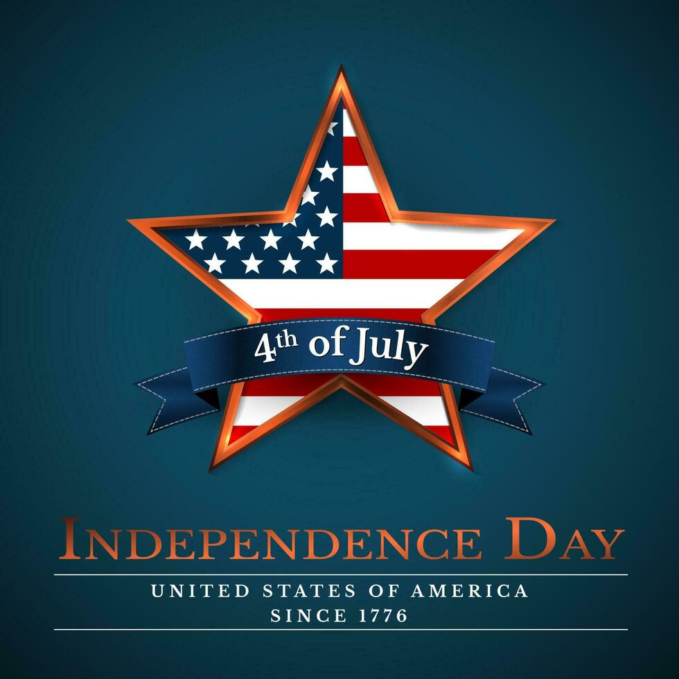 4 th july usa star in national colors of America. Independence day. Vector illustration