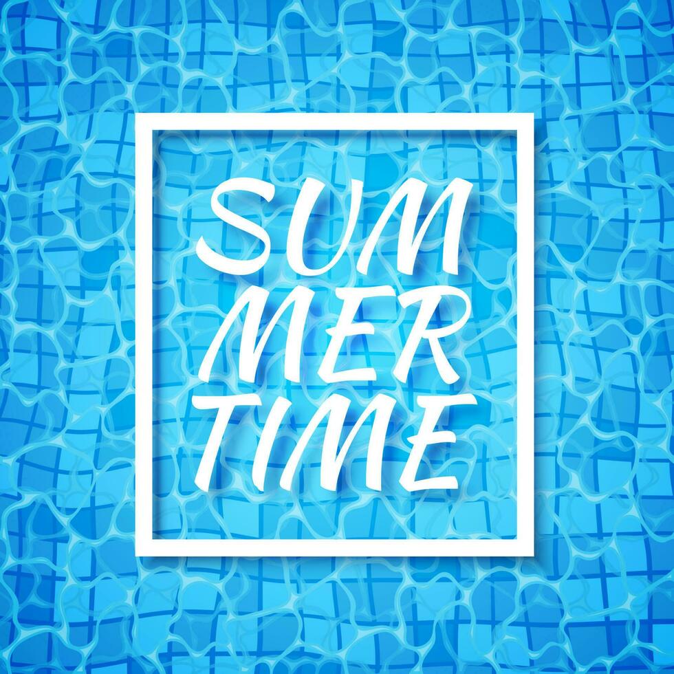 Summer time. Swimming pool bottom caustics ripple and flow with waves background. Seamless blue ripples pattern. Vector illustration