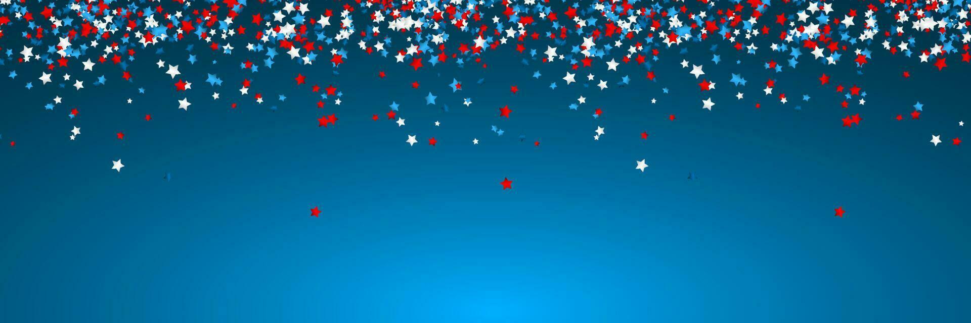 Celebration confetti in national colors of USA. Holiday confetti in US flag colors. 4th July independence day background vector