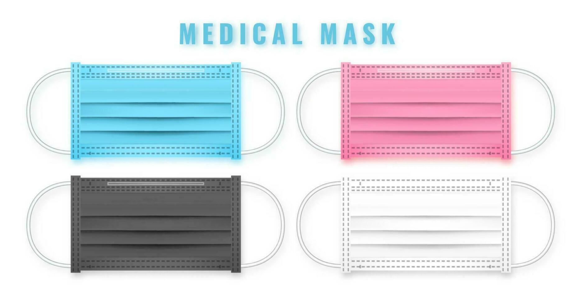 Realistic medical face mask. Details 3d medical mask. Vector illustration