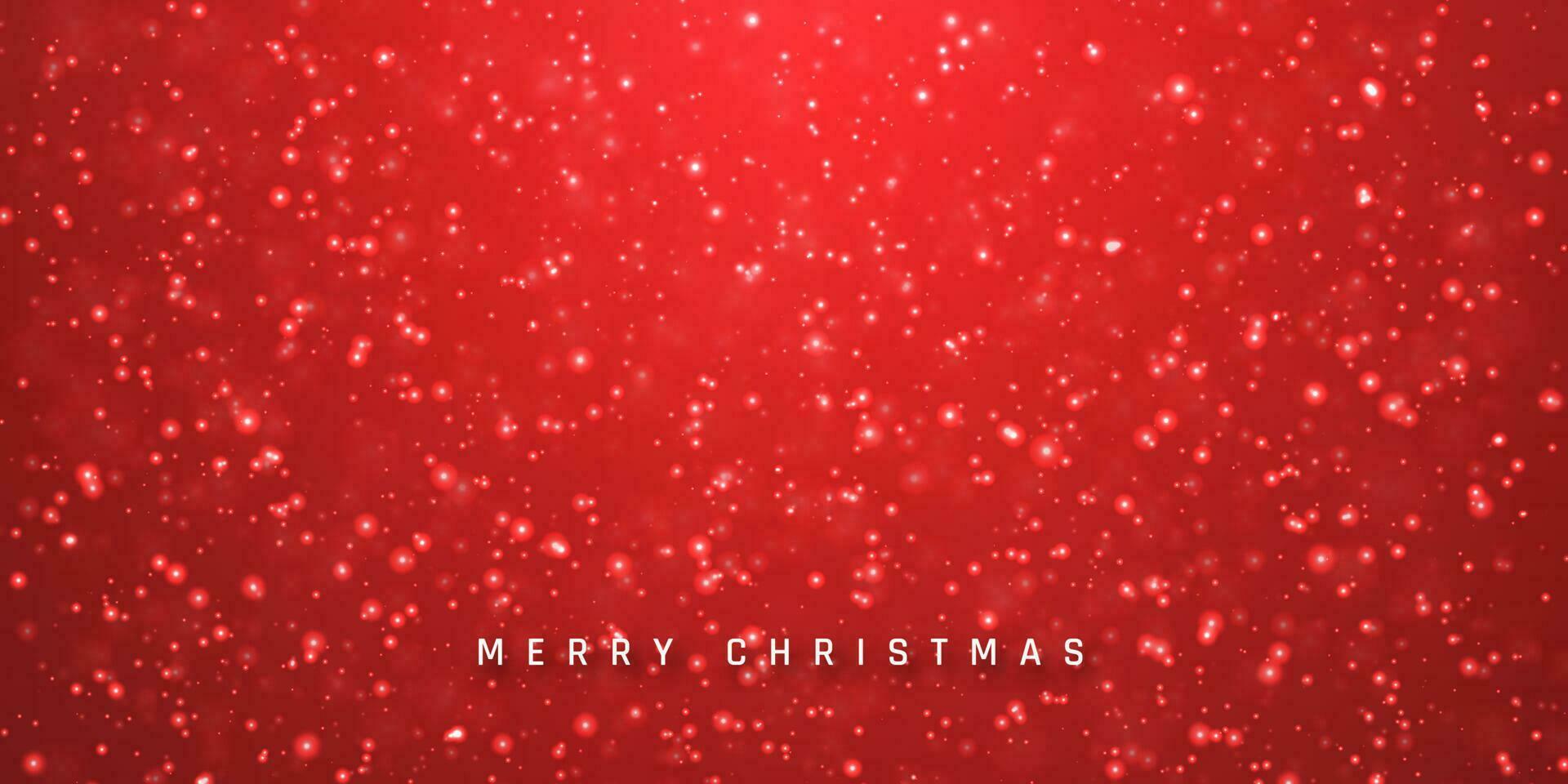 Christmas snow. Falling snowflakes on red background. Snowfall. Vector illustration