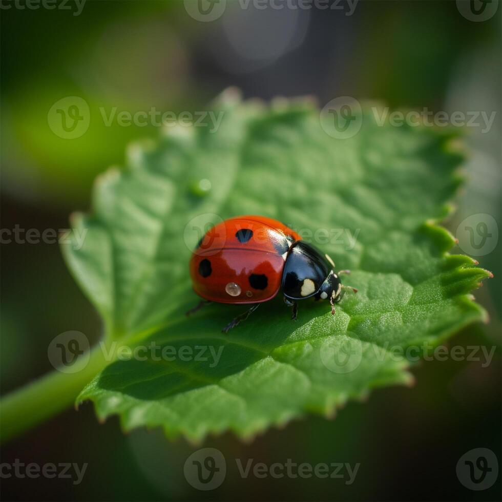 A ladybug sits on a leaf Generated photo