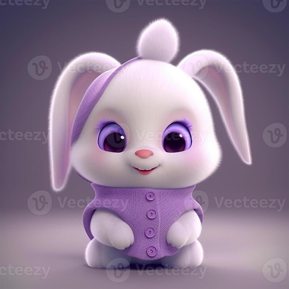 A bunny with a purple sweater Generated photo