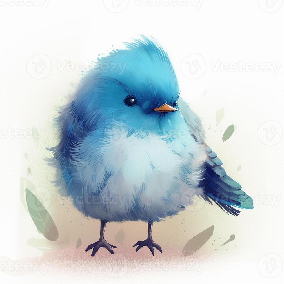 A blue bird with a yellow beak Generated photo