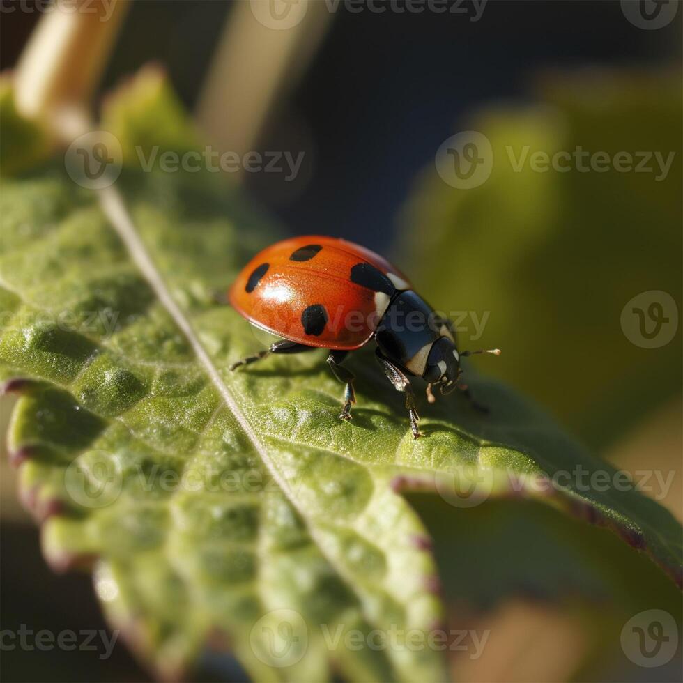 A ladybug is sitting on a leaf Generated photo