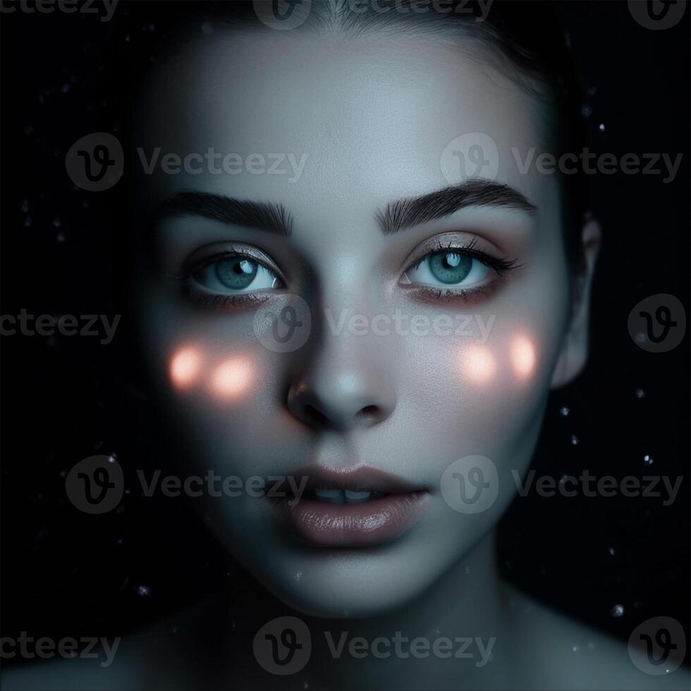 A woman with a glowing face Generated photo