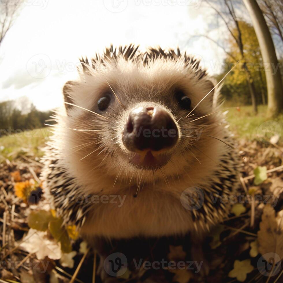 A hedgehog is sitting on the ground Generated photo