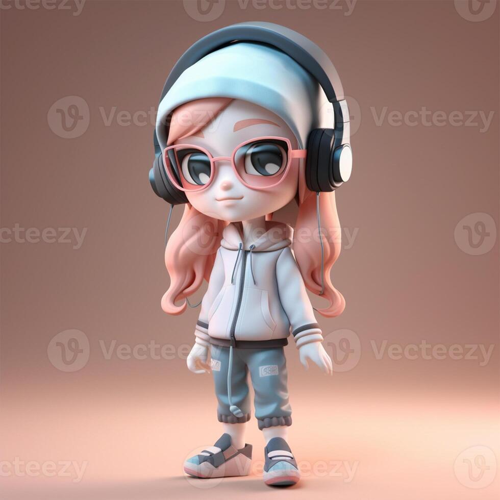 A doll with a hoodie and glasses Generated photo