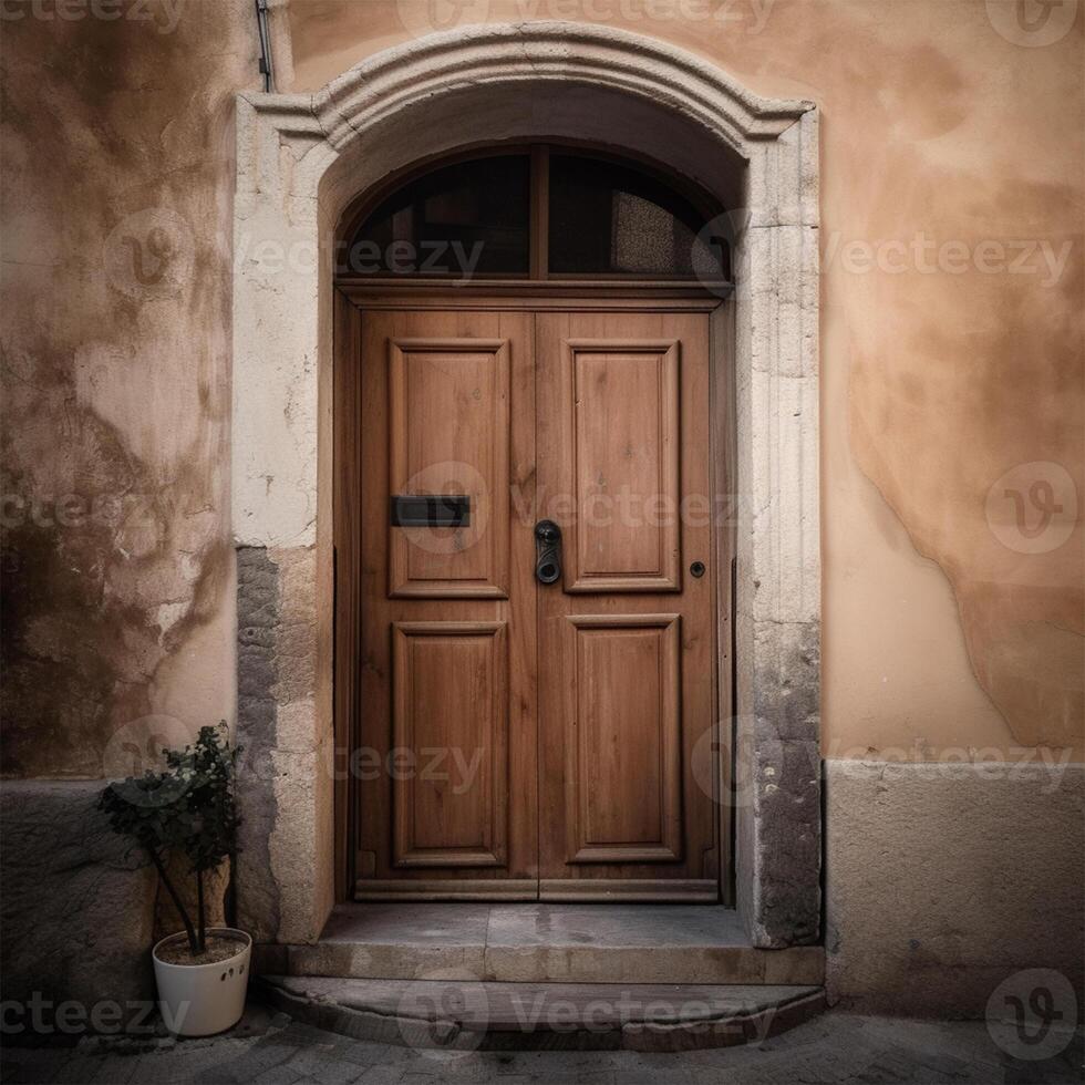 A door with a black handle Generated photo