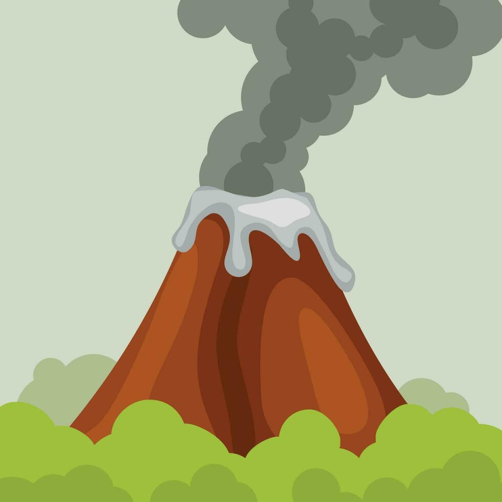 Active Volcano, Isolated Background. vector