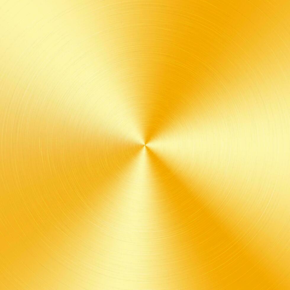 Gold metallic radial gradient with scratches. Gold foil surface texture effect. Vector illustration