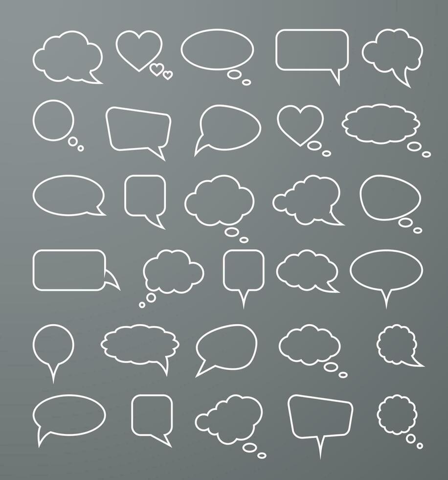 White paper speech bubbles on gray background. Vector illustration