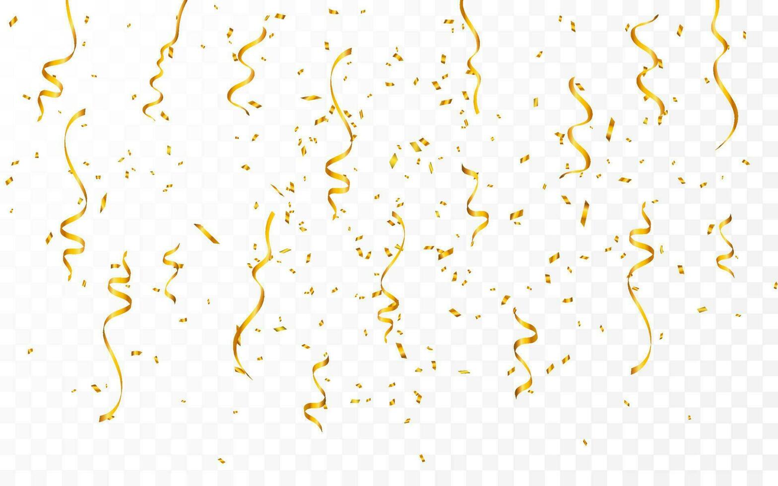 Gold confetti. Celebration carnival ribbons. Luxury greeting card. Vector illustration