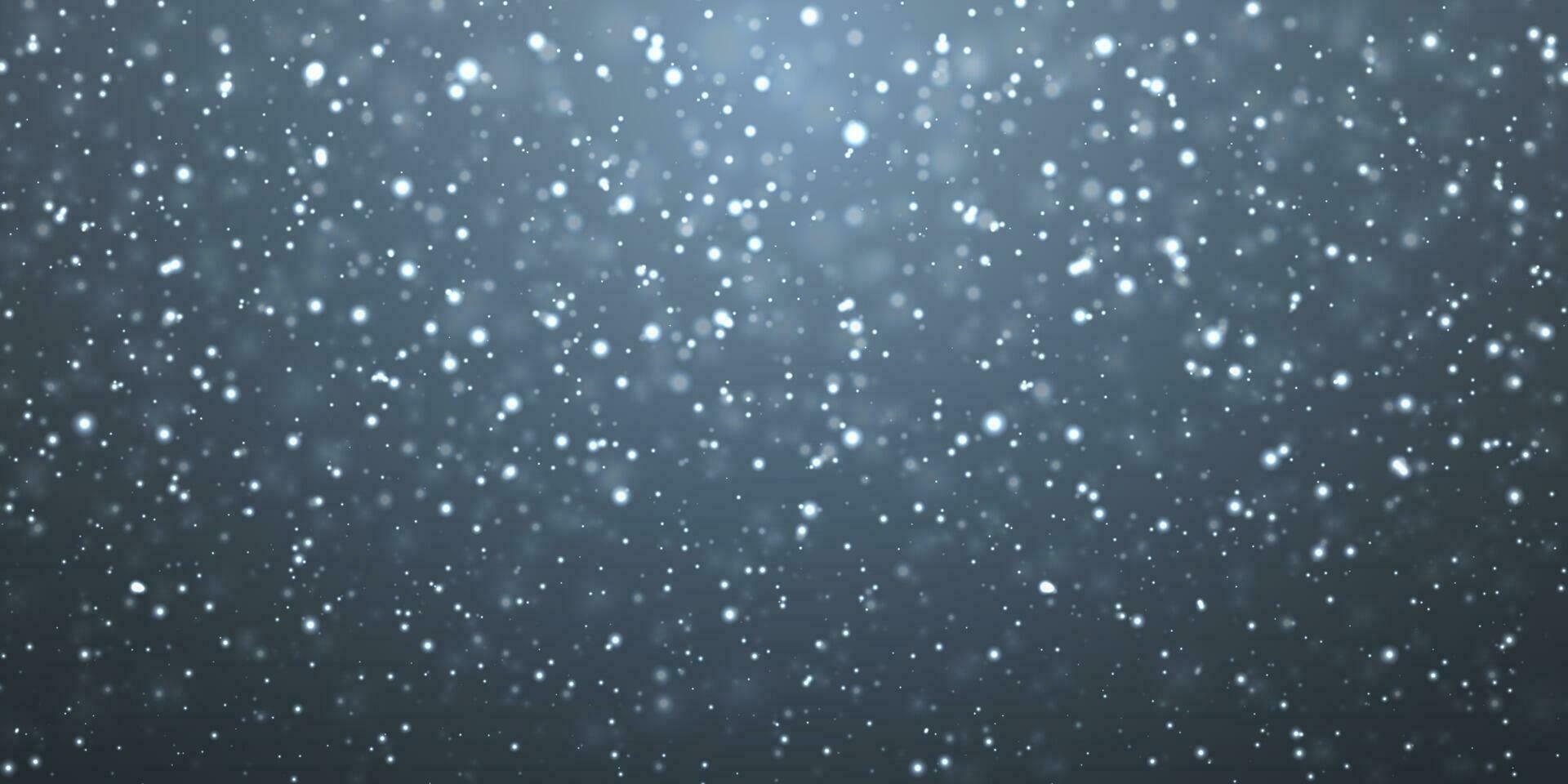 Christmas snow. Falling snowflakes on blue background. Snowfall. Vector illustration