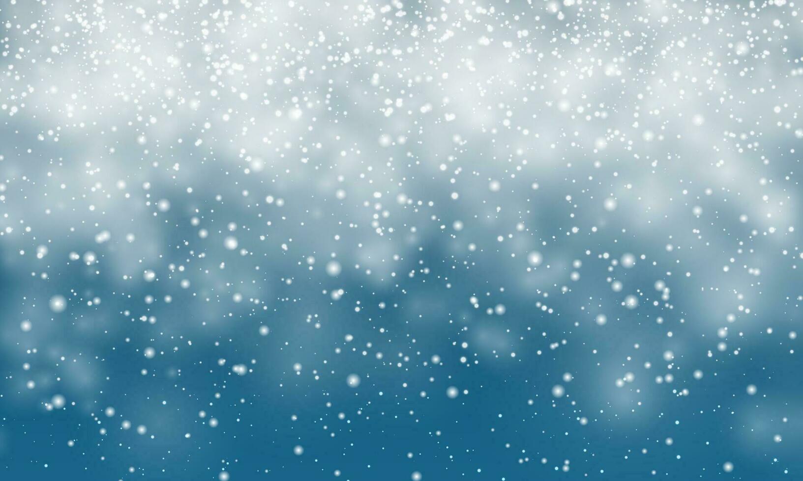 Christmas snow. Falling snowflakes on blue background. Snowfall. Vector illustration