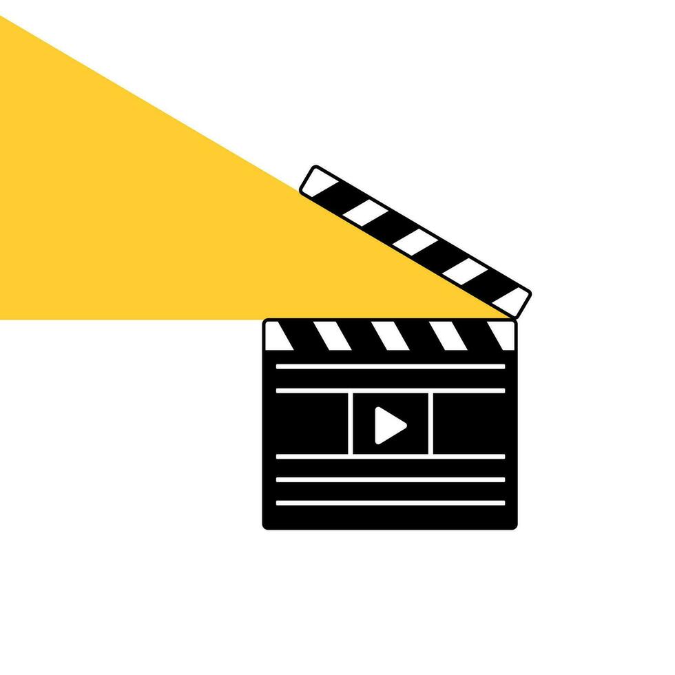 Clapperboard yellow glow. Simple flat vector illustration
