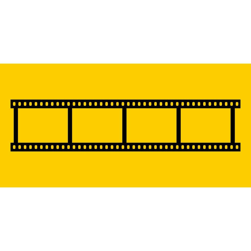 Film image. Black film on a yellow background. Vector illustratio