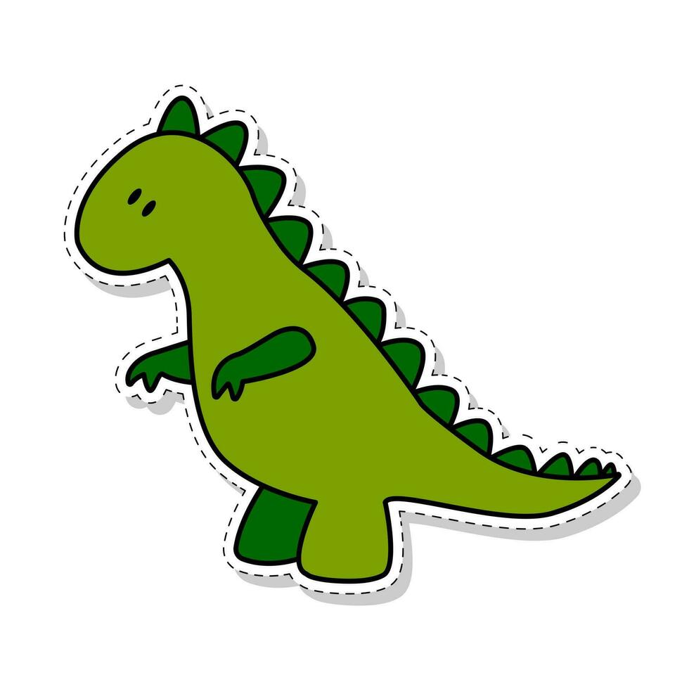 Flat image of green tyrannosaurus dinosaur. Vector illustration.