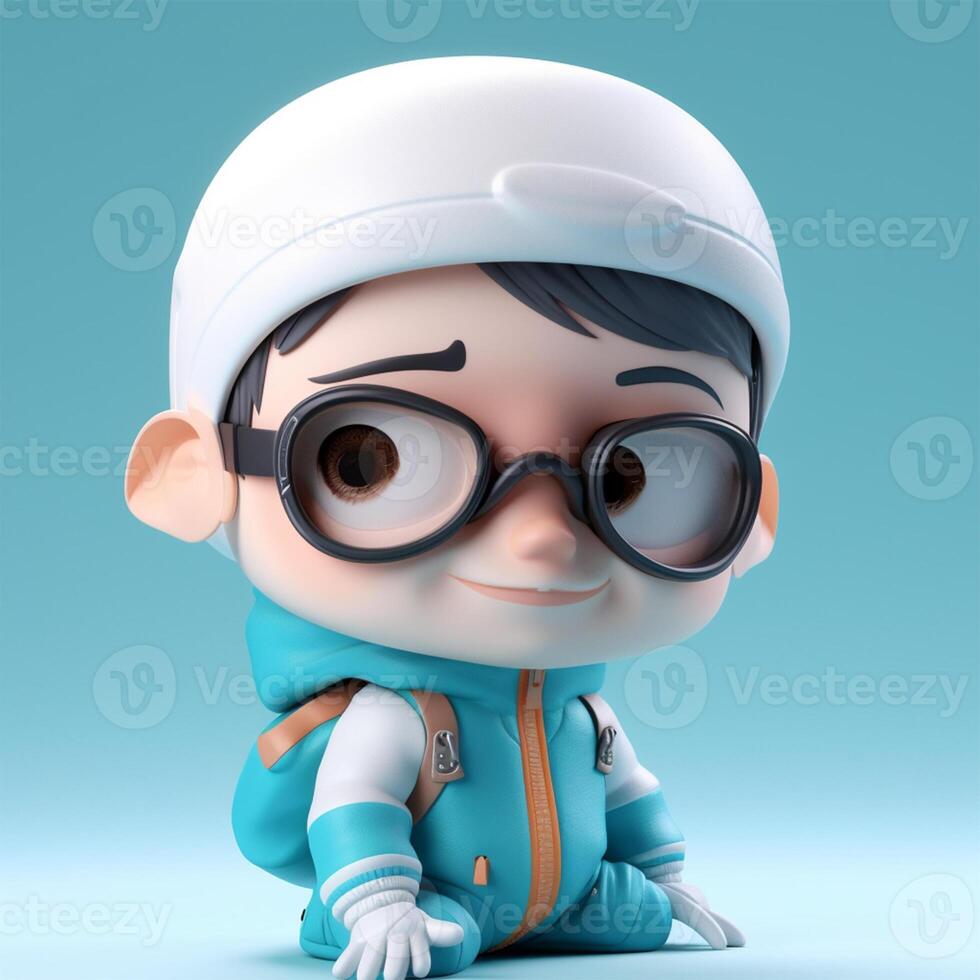 A cartoon character with a backpack and glasses Generated photo