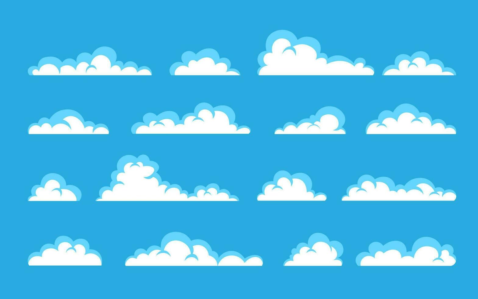 nube. conjunto nublado blanco abstracto aislado sobre fondo azul. ilustración vectorial vector