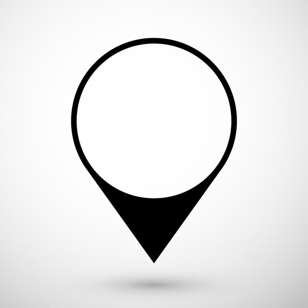 Map pointer icon in flat style with shaddow. Navigator symbol isolated on gray background. Vector illustration
