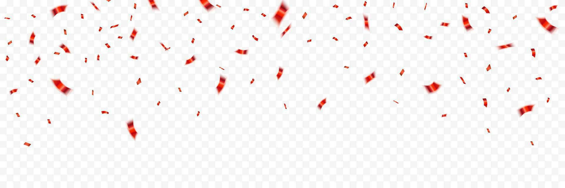 Red confetti. Celebration carnival ribbons. Luxury greeting card. Vector illustration