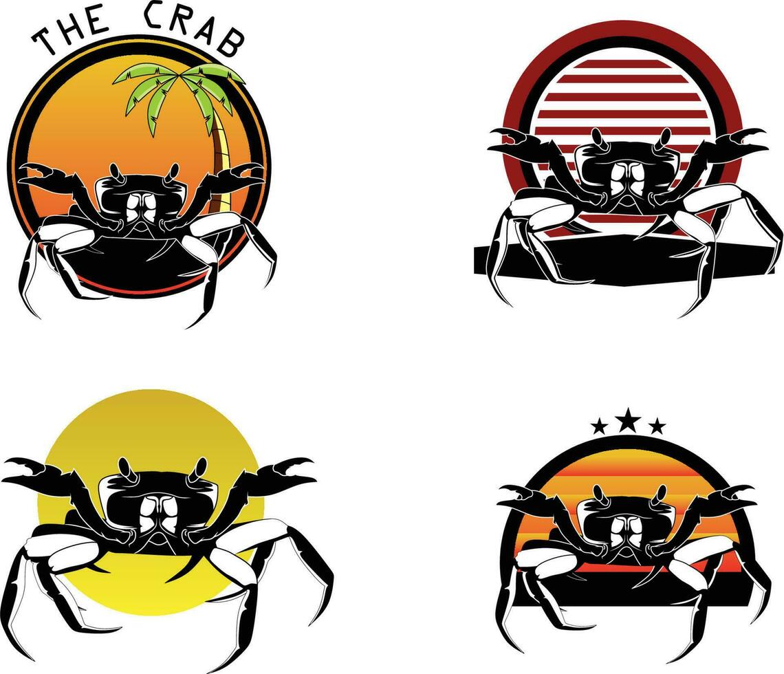 seafood crab logo collection set vector