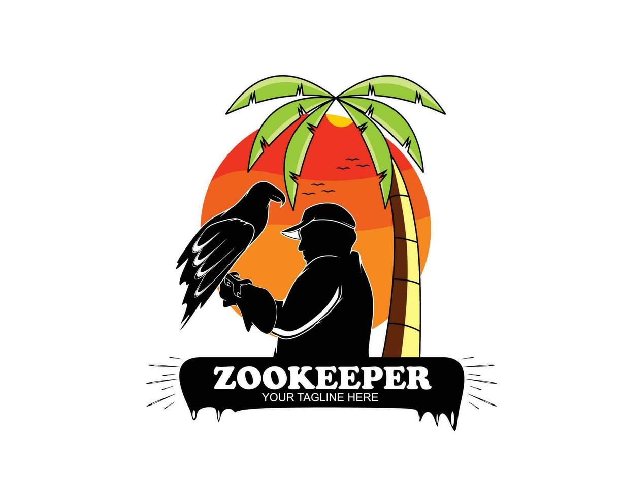 Zoo keeper logo silhouette vector