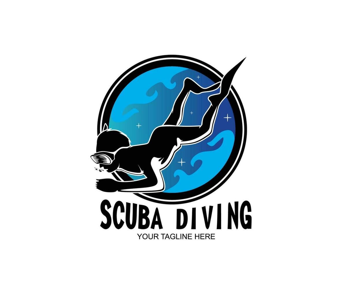 Scuba diving logo template vector. Diver logo concept vector