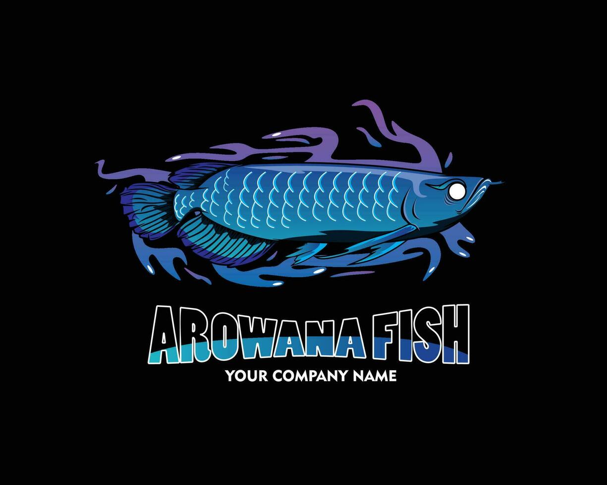 Blue arowana mascot logo design vector