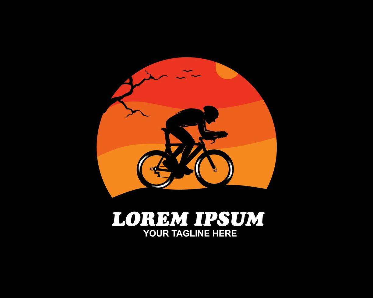 Cycling logo silhouette in the forest vector
