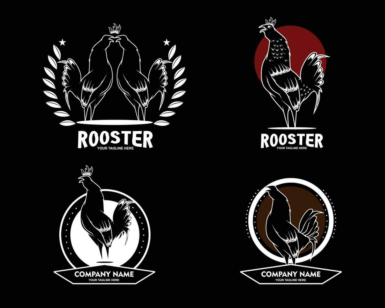 Set rooster logo emblem design vector