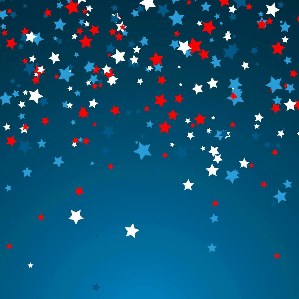 Celebration confetti in national colors of USA. Holiday confetti in US flag colors. 4th July independence day background vector