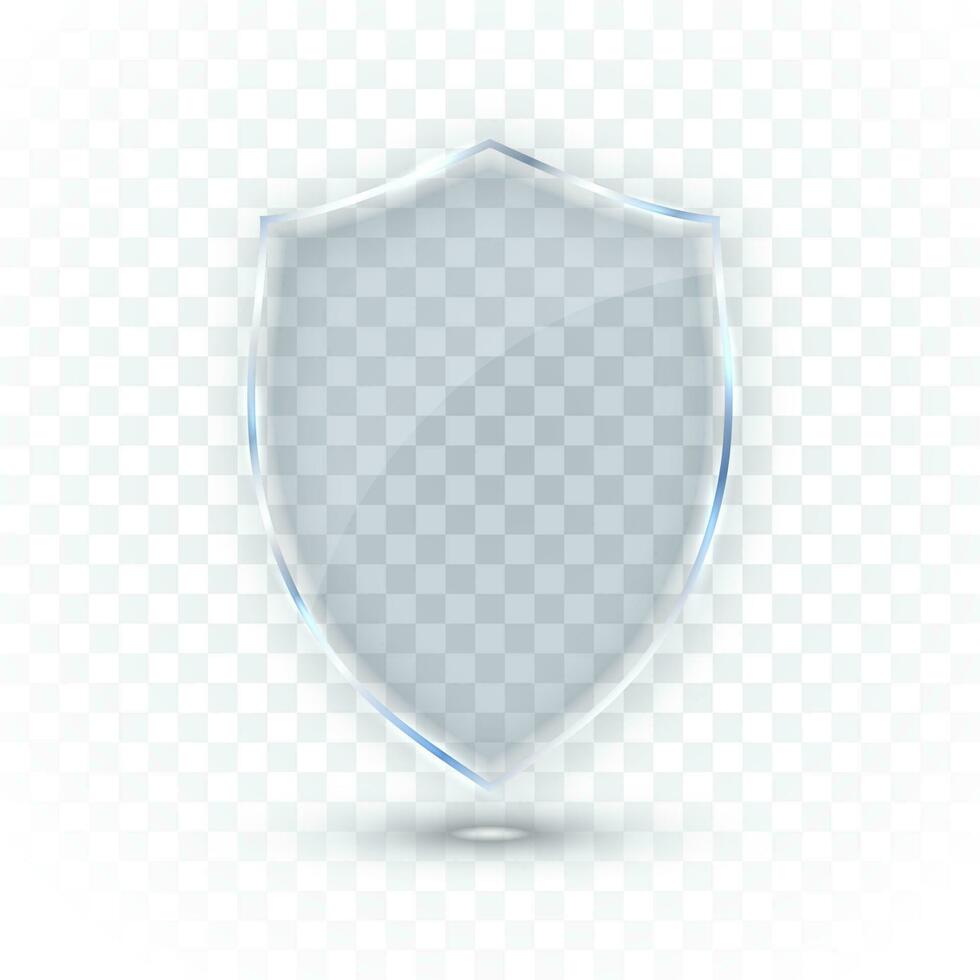 transparente vaso blindaje. vaso Insignia icono. proteccion proteger concepto. vector ilustración