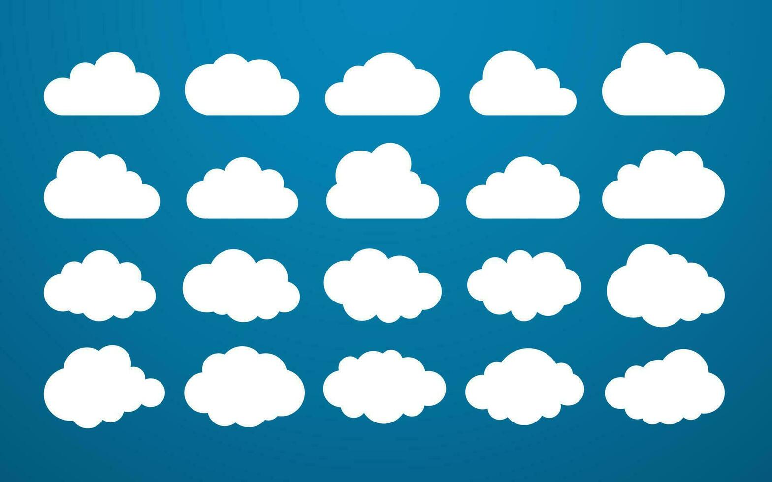 Cloud. Abstract white cloudy set isolated on blue background. Vector illustration