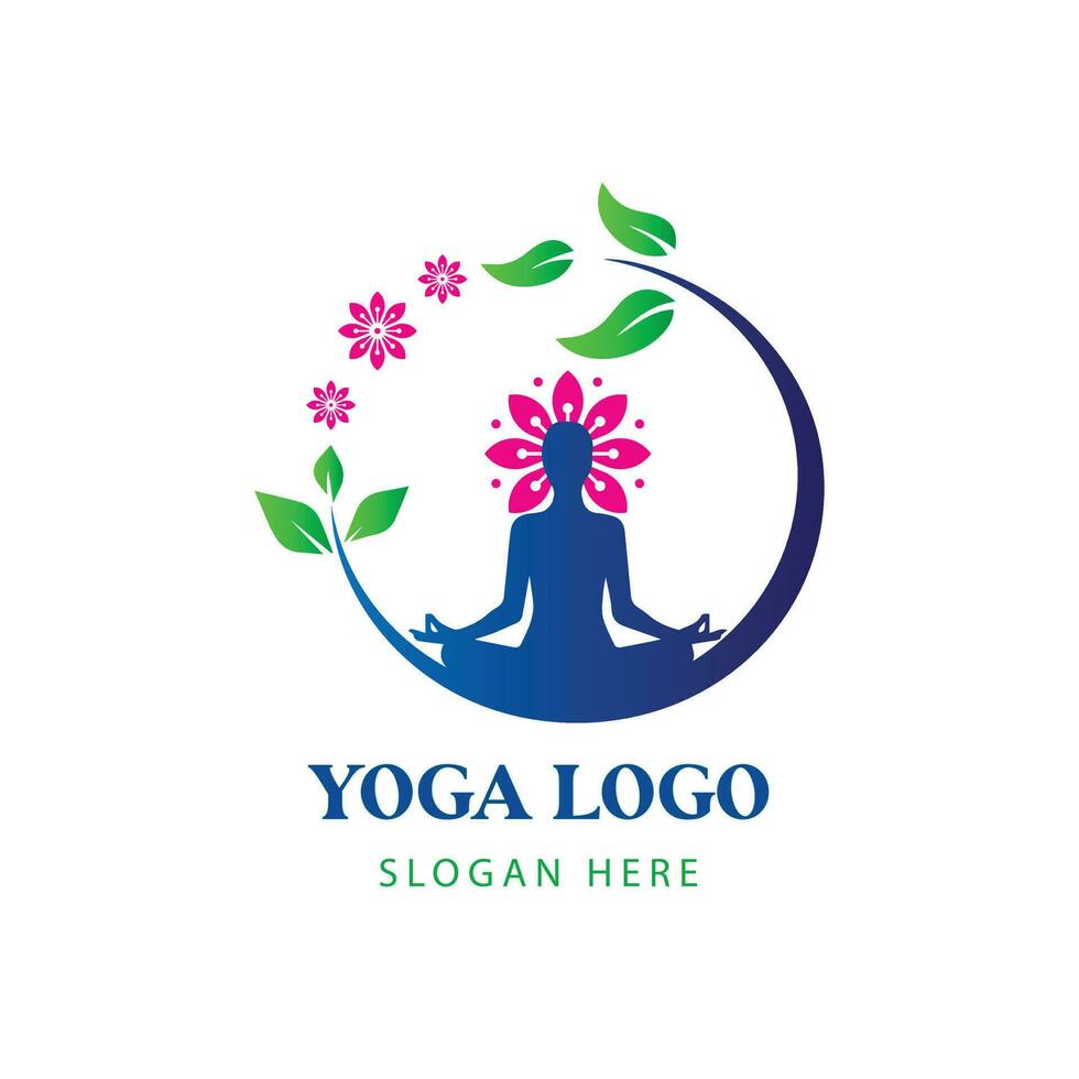 yoga meditación resumen logo diseño. vector