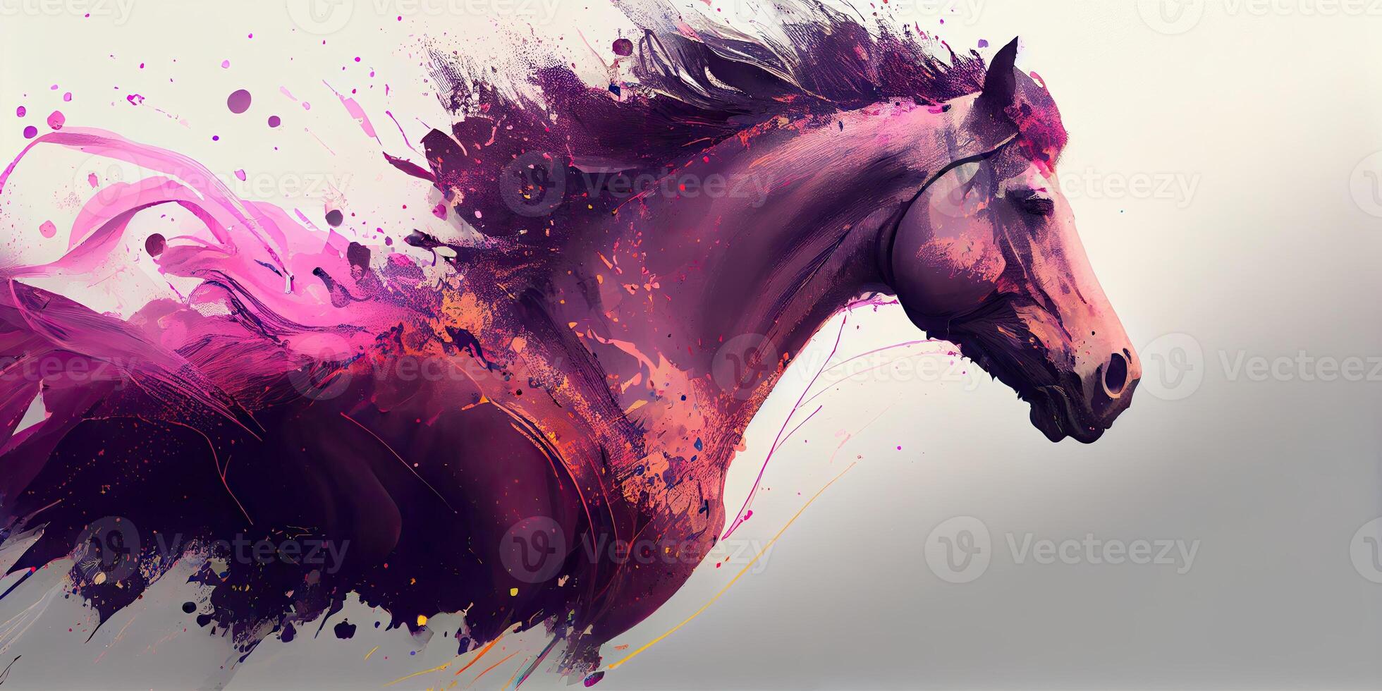 Illustration of colorful horse and color spots. photo